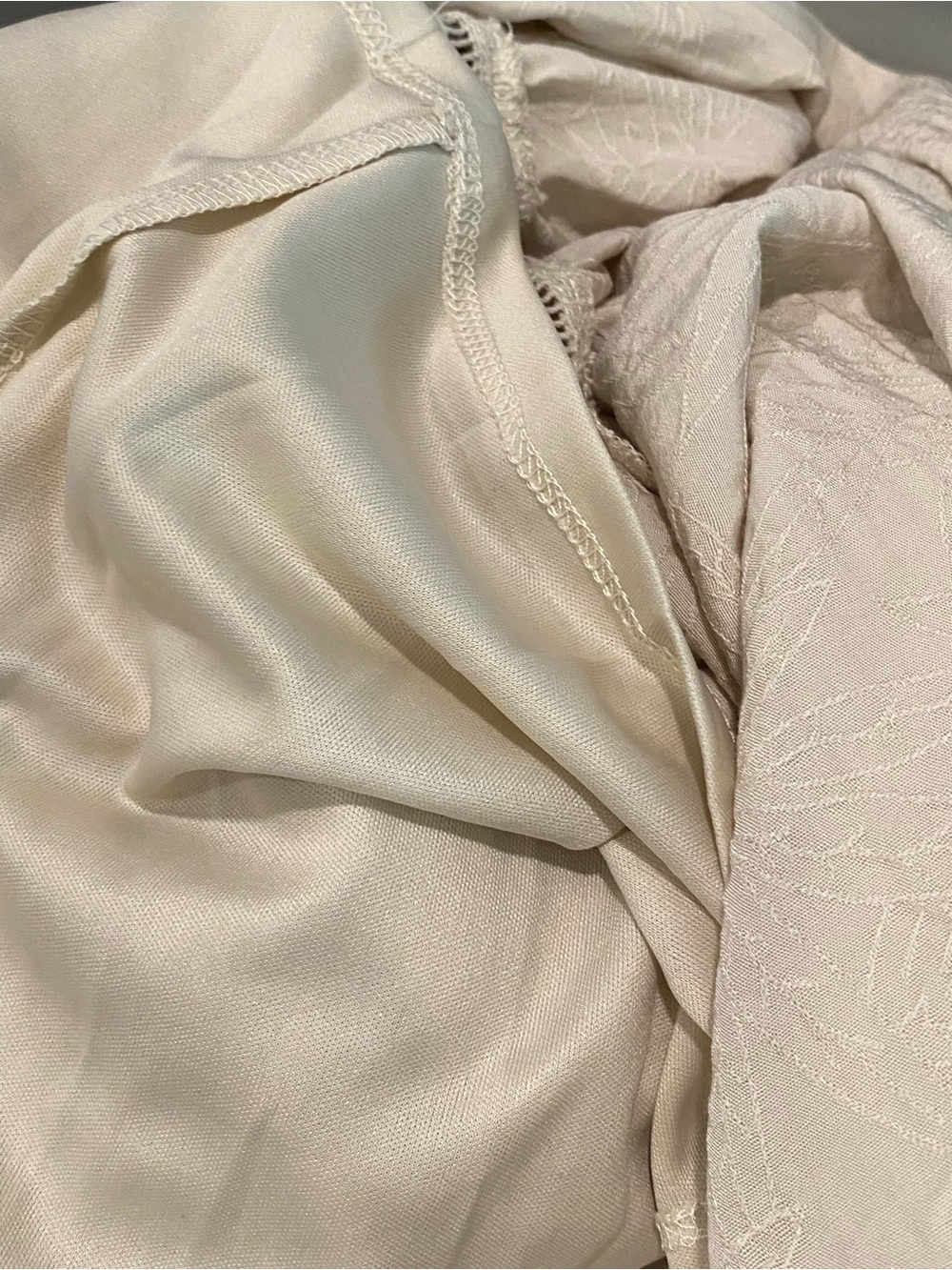 LoveStitch Ivory Beige Floral Jacquard Tie-Back Smocked Maxi Dress M - Picture 9 of 16